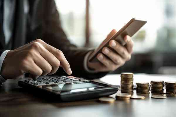 Mann mit Taschenrechner