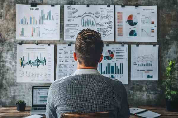 Mann prüft Finanzdaten